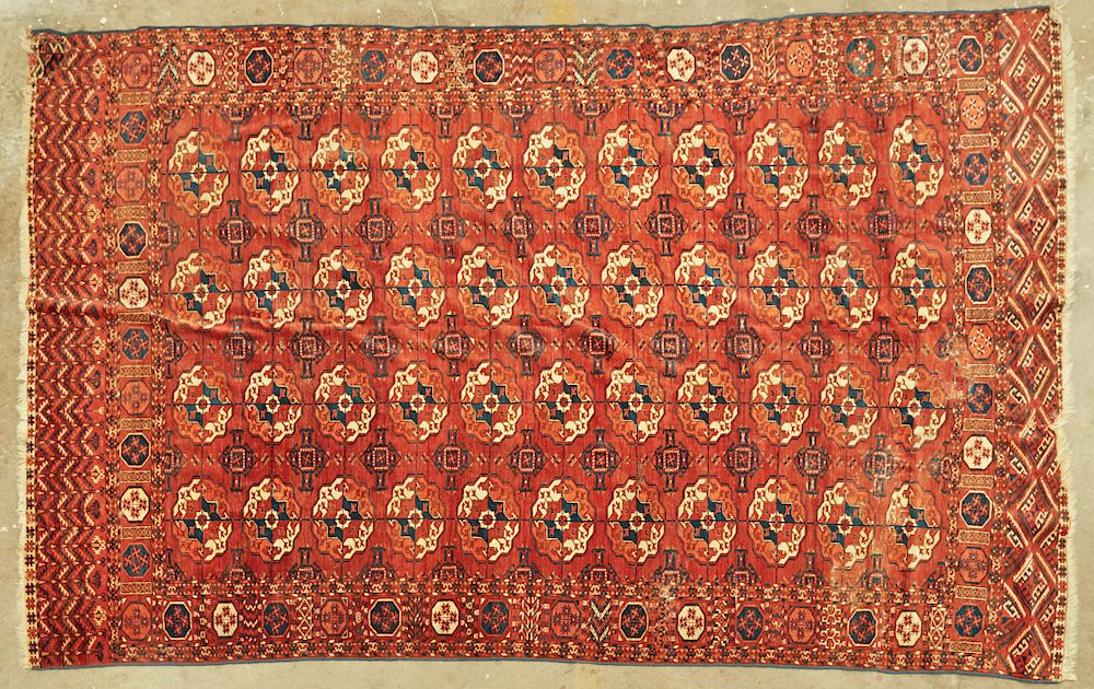 Appraisal: Early th Century Turkmen Rug Carpet Turkmen Turkomen rug featuring