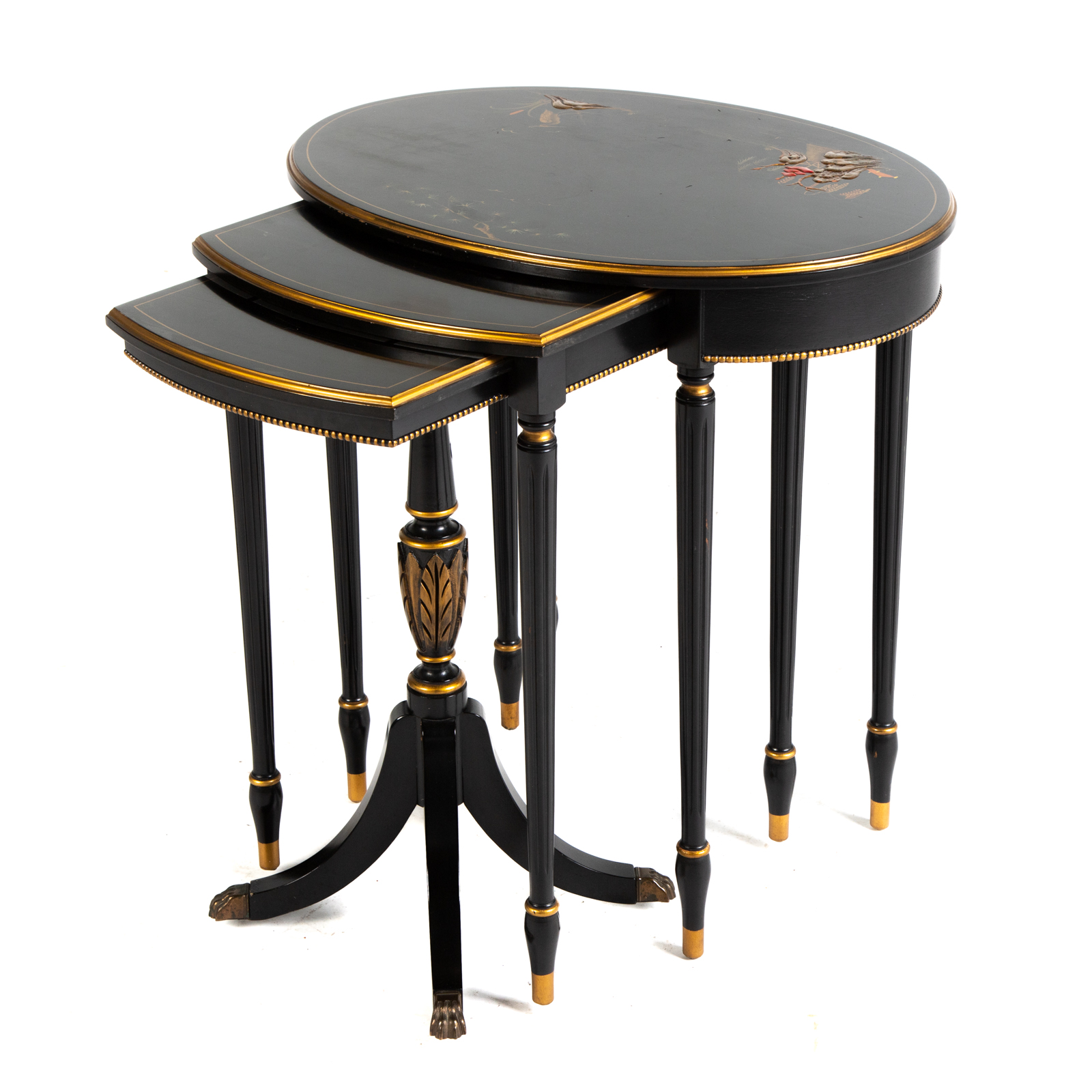 Appraisal: CHINESE LACQUERED NESTING TABLES th century nest of three tables