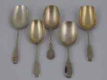 Appraisal: Russian silver A group of five silver caddy spoons all