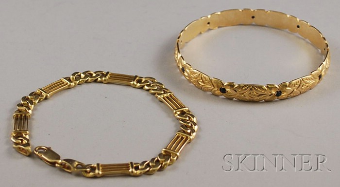 Appraisal: Two kt Gold Bracelets total dwt