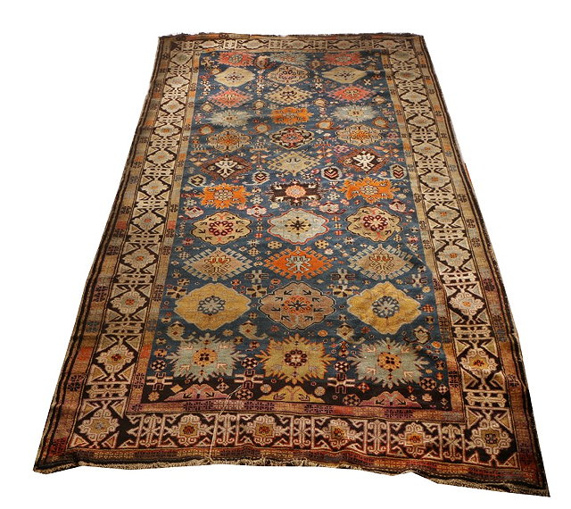 Appraisal: A PERSIAN BLUE GROUND HALL CARPET decorated three rows of