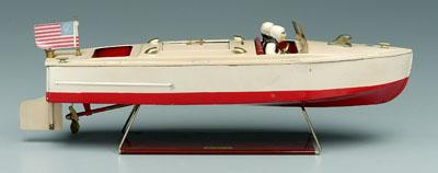 Appraisal: Key-wind Lionel boat No Runabout tinplate with red and cream