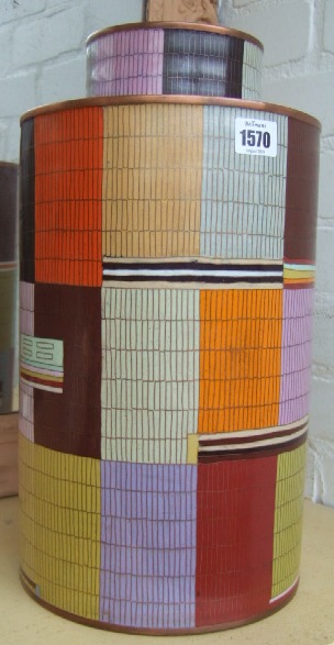 Appraisal: A French cloisonne cylindrical canister and cover by Fabienne Jouvin