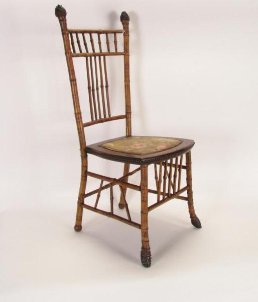 Appraisal: Victorian Aesthetic Movement faux bamboo side chair with upholstered seat