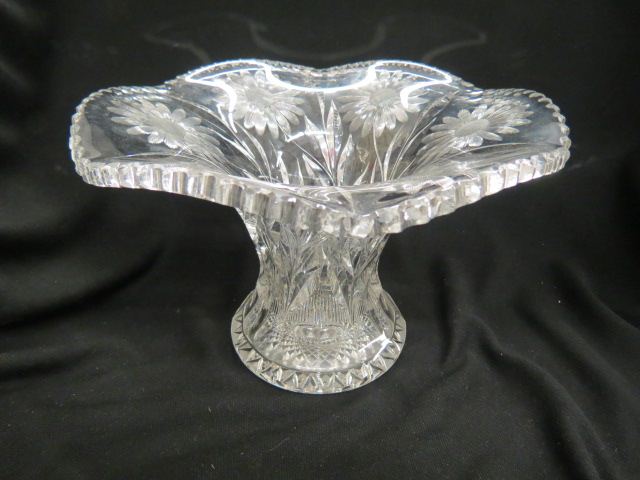 Appraisal: Cut Glass Vase basket form daisy decor late brilliant period