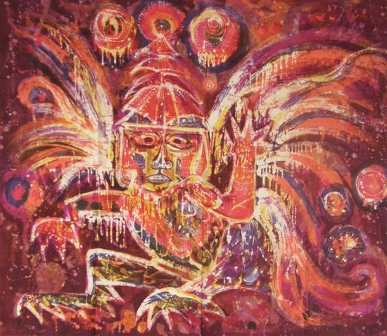 Appraisal: Thetis Blacker - British 'Amazing Gryphon' batik painting PROVENANCE Thetis