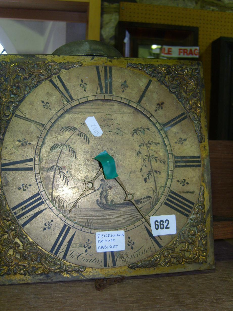 Appraisal: A Georgian brass longcase clock dial and -hour movement the