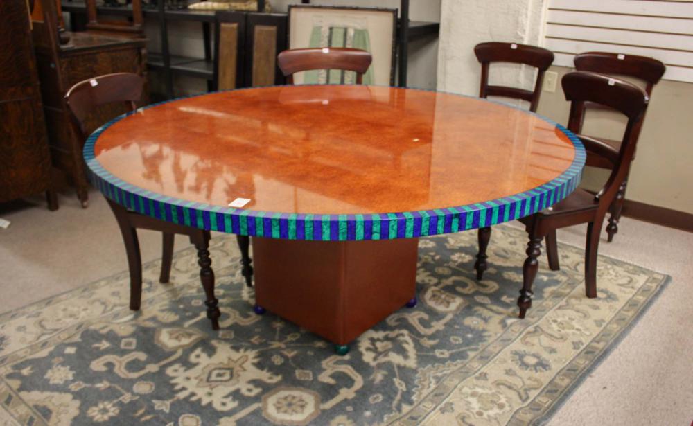 Appraisal: ROUND CUSTOM DESIGN PEDESTAL DINING TABLE Karol Niemi design for