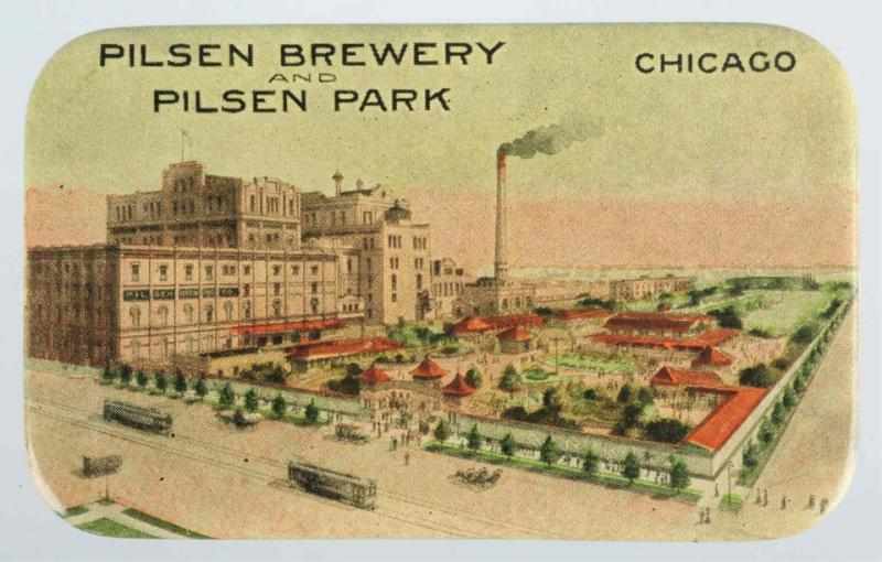 Appraisal: Pilsen Brewery Pilsen Park Celluloid Mirror Pre-prohibition Manufactured by Donker