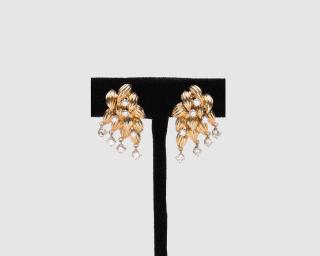 Appraisal: K Yellow Gold and Diamond Earclips K Yellow Gold and