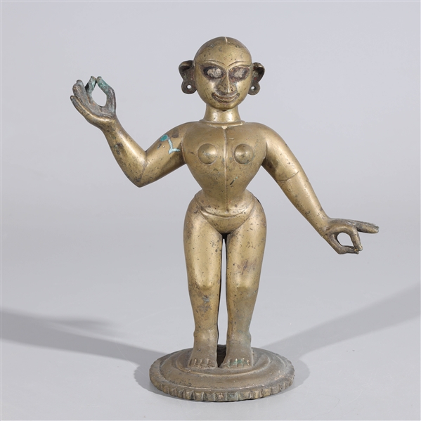 Appraisal: Indian bronze statue of Radha dancing atop a round integral