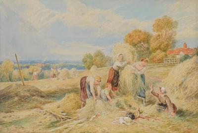 Appraisal: Attrib Myles Birket Foster British - Haymakers Watercolor on paper