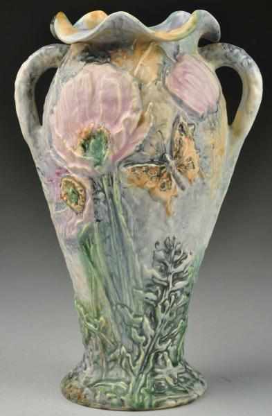 Appraisal: Weller Silvertone Vase Description Finely painted and decorated with flowers