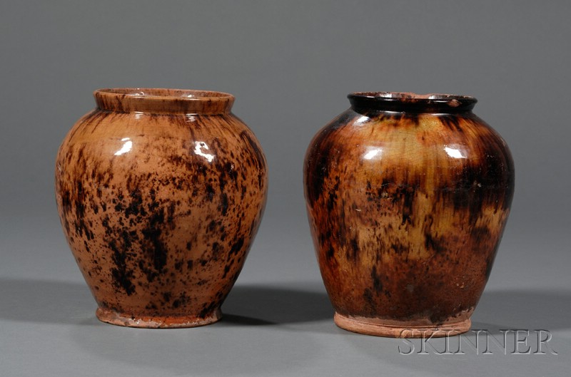 Appraisal: Two Redware Jars America early th century ovoid form one