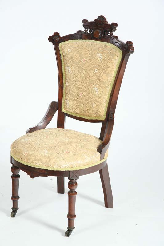 Appraisal: EASTLAKE SIDE CHAIR Ladies chair with an ornate carved crest