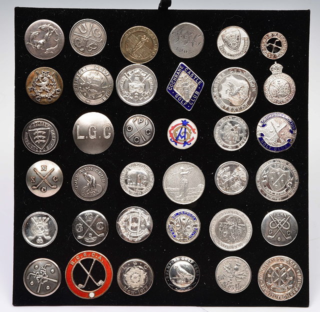 Appraisal: Of golfing interest Collection of thirty six silver metal and