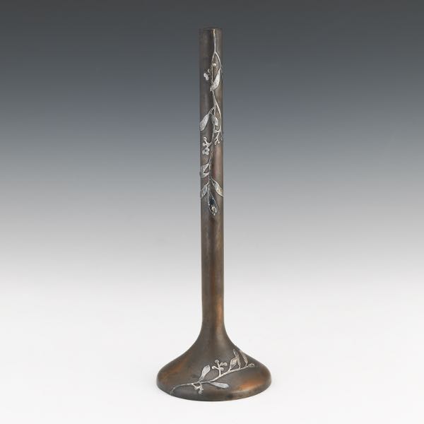 Appraisal: HEINTZ ART METAL STERLING ON BRONZE BUD VASE x Elongated