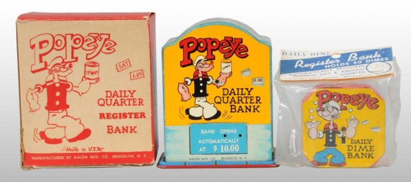 Appraisal: Lot of Tin Litho Popeye Registering Banks Description Circa s