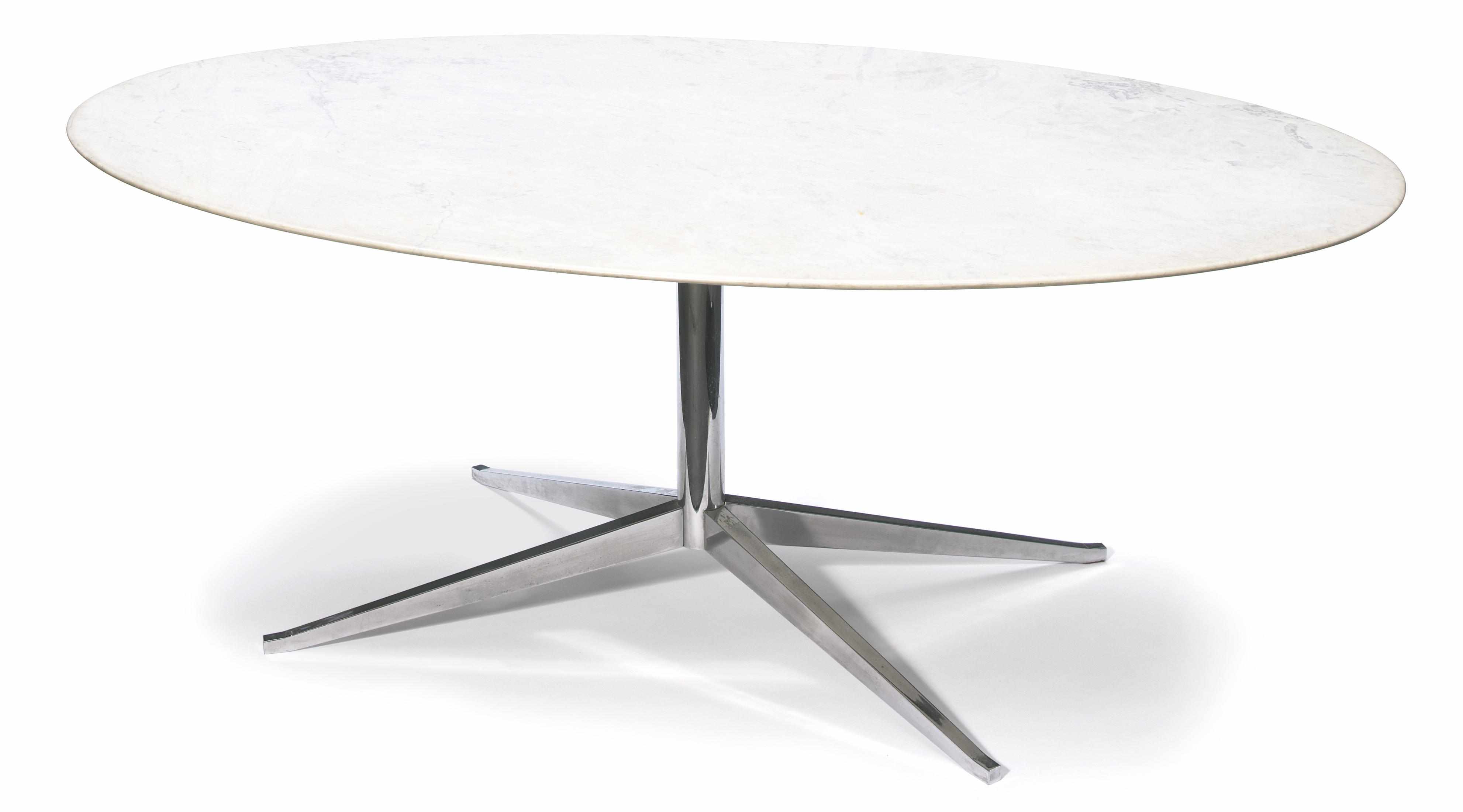 Appraisal: A Florence Knoll marble and chromed metal oval table designed