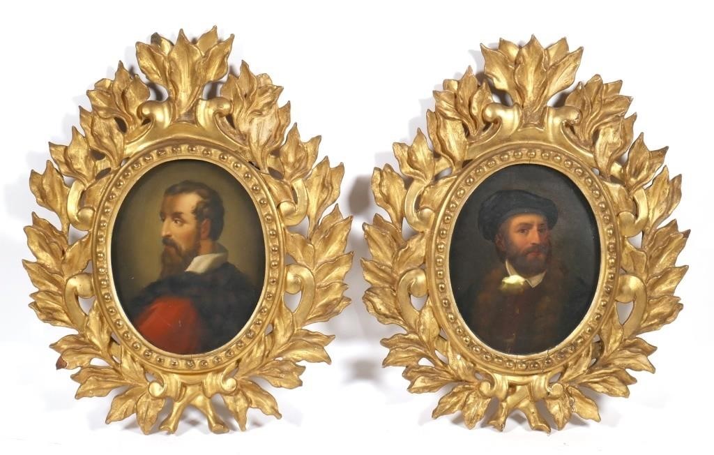 Appraisal: A pair of oval oil on board portraits of men