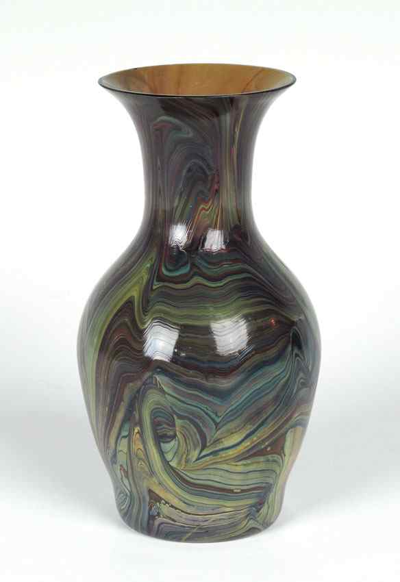 Appraisal: TIFFANY MARBLEIZED ART GLASS PAPERWEIGHT VASE Method seen in the