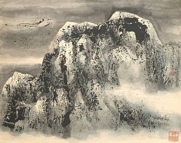 Appraisal: Wang Jiqian CC Wang - Landscape Ink and watercolor on