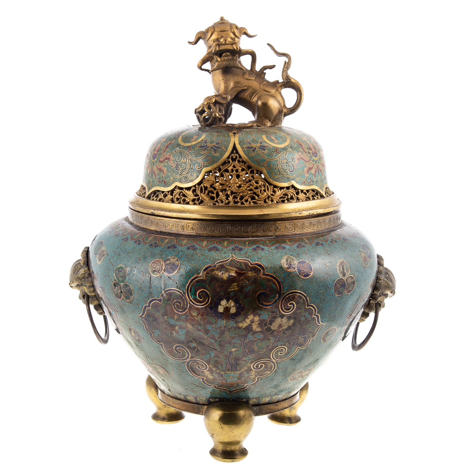 Appraisal: LARGE CHINESE CLOISONNE ENAMEL CENSER th century large bronze and