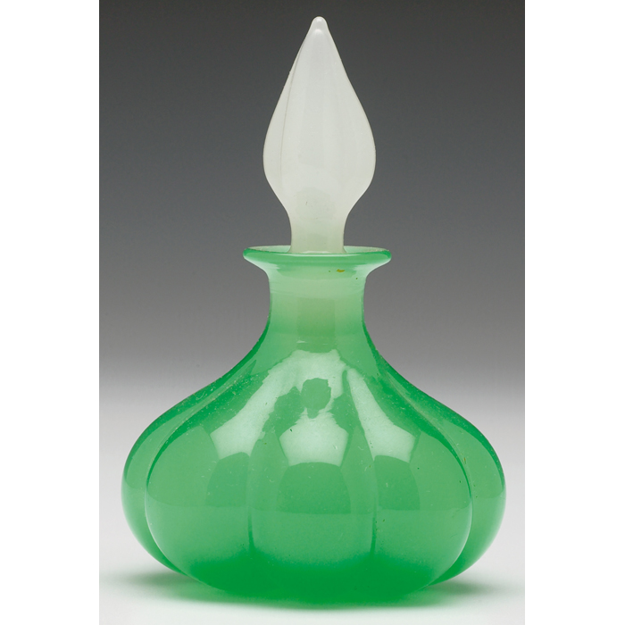 Appraisal: Steuben perfume bottle with stopper Jade glass with white flame