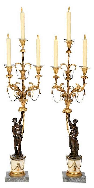 Appraisal: Fine Pair Louis XVI Figural Candelabras French late th early