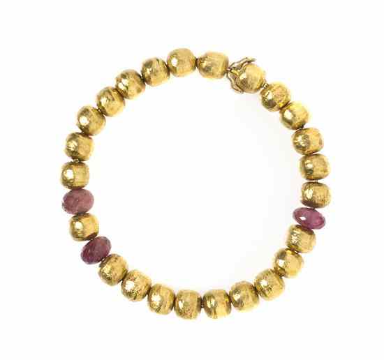 Appraisal: An Kart Yellow Gold and Tourmaline Buddha Bead Bracelet Paola