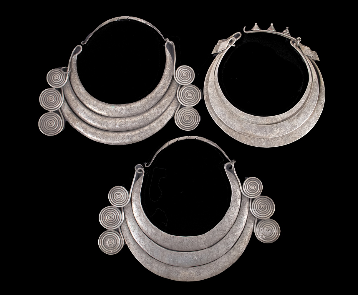 Appraisal: HMONG MIAO SILVER ALLOY NECK RINGS TRIBAL TIBET Two styles