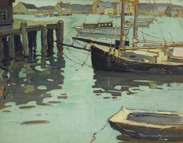 Appraisal: HOWELL FELICIE WALDO American - At Dock Gloucester gouache on