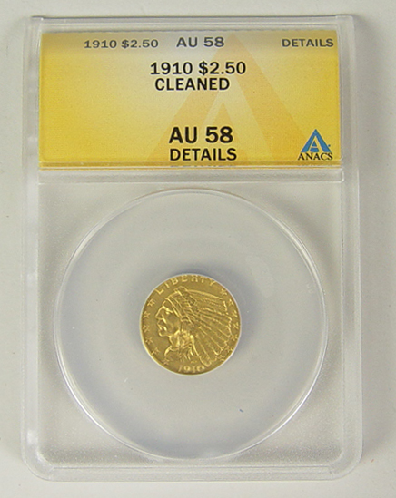 Appraisal: Indian Gold Coin ANACS certified and graded AU details -