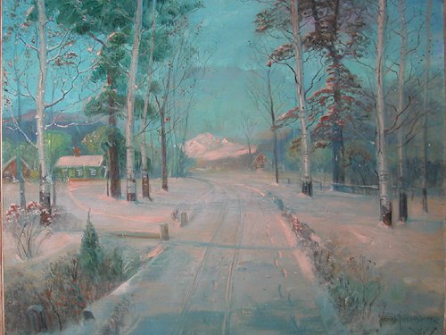 Appraisal: Artist Svenson Svend Rassmussen Norwegian-American - Title Snow Nocturnal Landscape