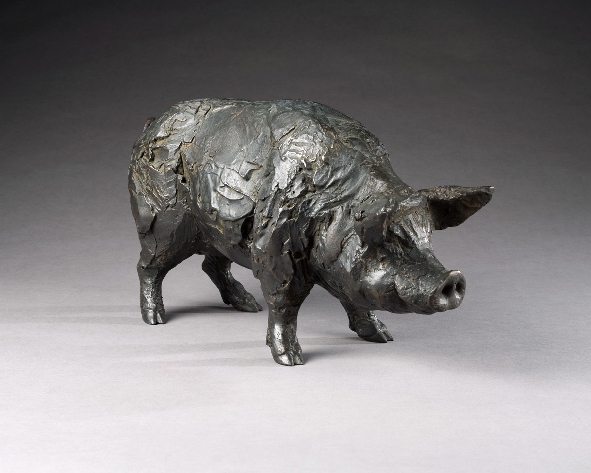 Appraisal: CONTEMPORARY BRONZE FIGURE OF A STANDING PIG Stamped marks and