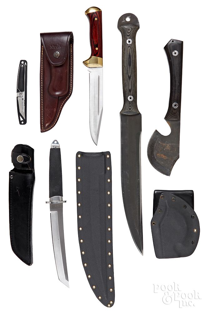 Appraisal: Five contemporary knives Five contemporary knives to include a Mineral