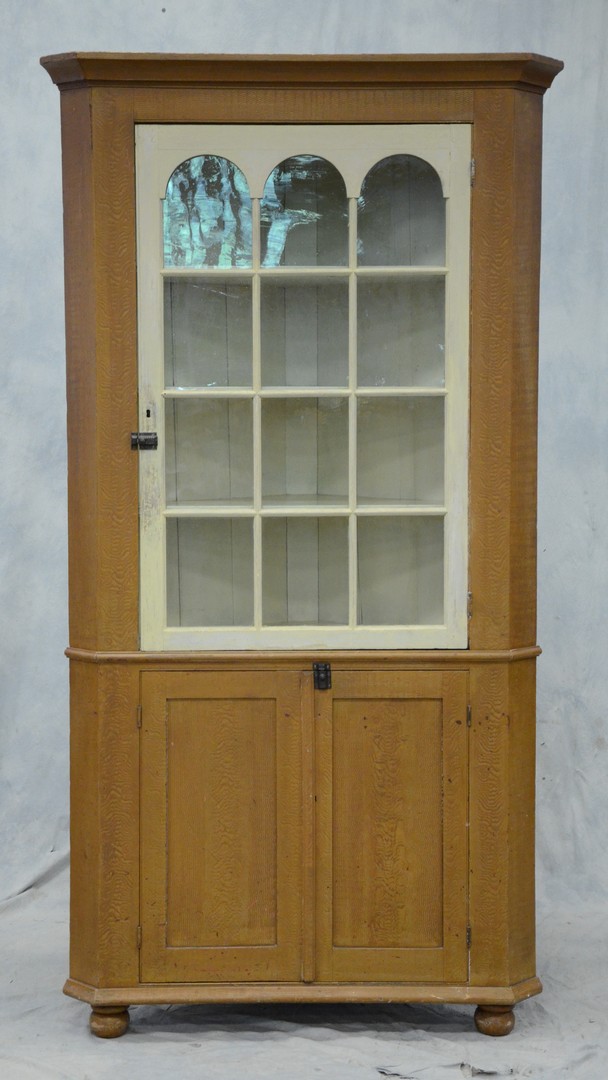 Appraisal: pc painted softwood pane corner cupboard upper glazed door with