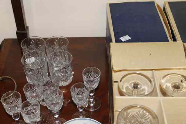 Appraisal: THREE SETS OF THOMAS WEBB TUMBLERS wine and other glasses