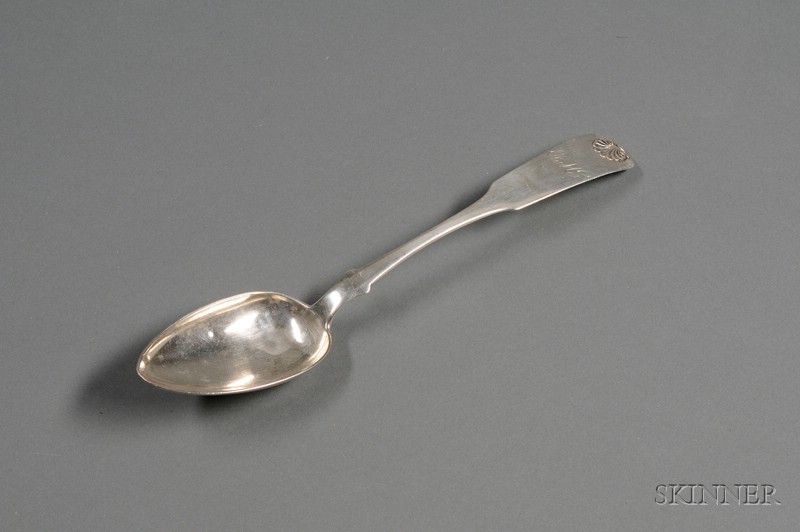 Appraisal: Russian Silver Stuffing Spoon backtipt fiddle and shell stem monogrammed