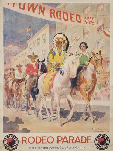 Appraisal: EDWARD BREMER RODEO PARADE x inches Jensen Printing Co Minneapolis