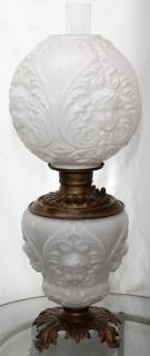 Appraisal: MILK GLASS OIL LAMP TH C MILK GLASS OIL LAMP