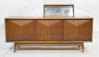 Appraisal: United American Modern Walnut Dresser Mirror L United American Modern