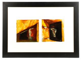 Appraisal: Modern Abstract Mixed Media Diptych TL Lange Tl Lang American