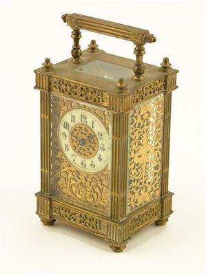 Appraisal: A French gilt brass carriage clock the cylinder platform escapement