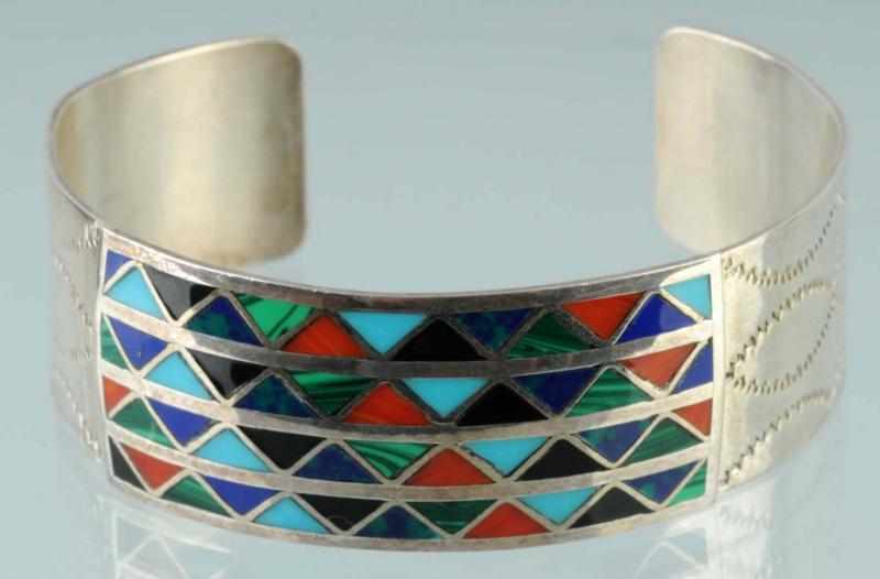 Appraisal: Native American Indian Silver Bracelet Description With Zuni inlay Condition