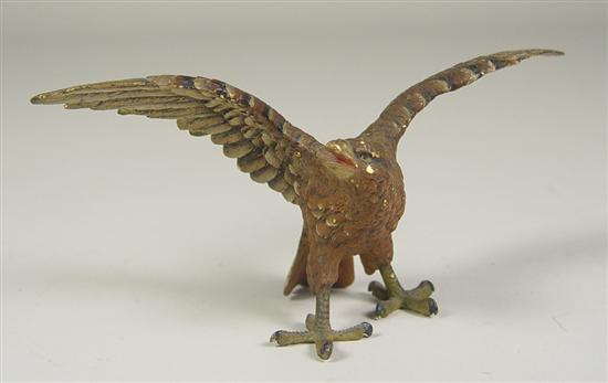 Appraisal: Cold Painted Bronze Eagle Mid th Century Eagle with wings