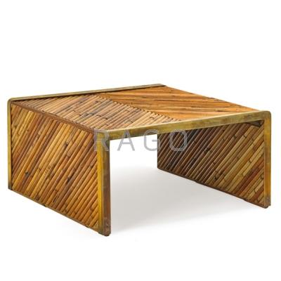 Appraisal: GABRIELLA CRESPI b Coffee table Italy s Bamboo brass glass