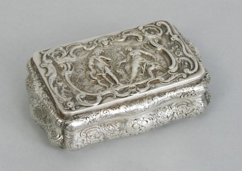 Appraisal: A German Silver Snuff Box With Hinged Lid A German