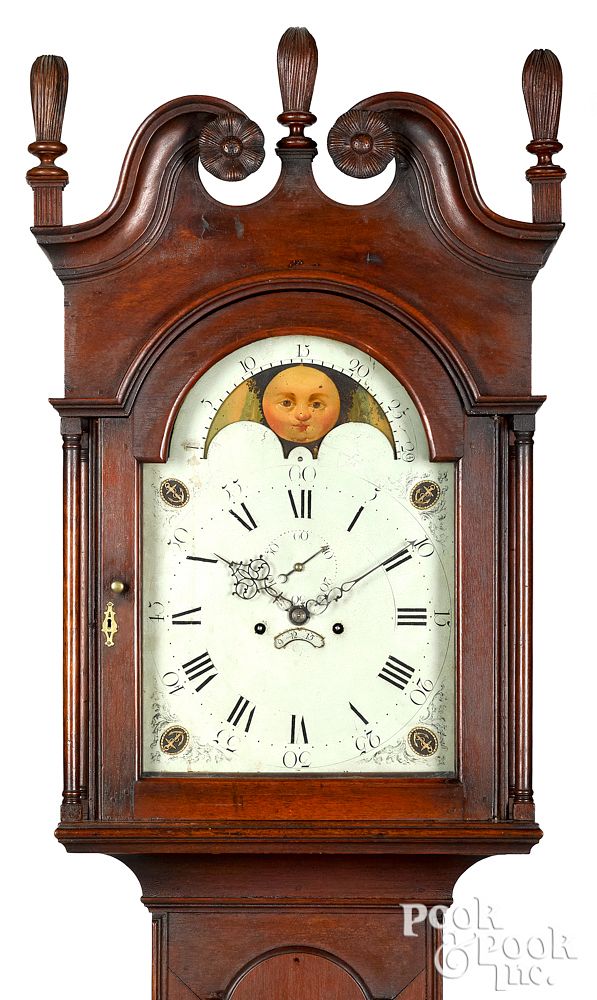 Appraisal: Pennsylvania Chippendale walnut tall case clock Pennsylvania Chippendale walnut tall