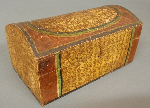 Appraisal: - Dome-lid box with original paint decoration c h x